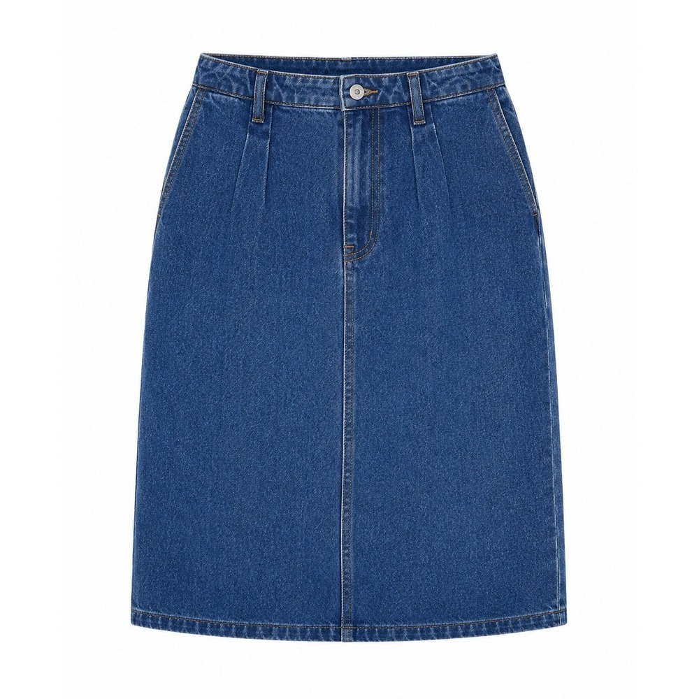 Jordache Studio Womens Size 18 Denim Skirt Blue Pleated High Waist Vintage Midi